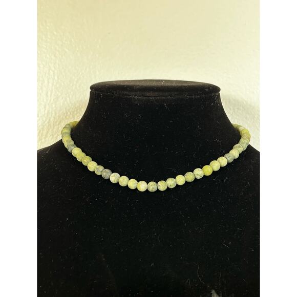 Handmade Green Serpentine Necklace, Adjustable, With a Silver Extender - Picture 1 of 5